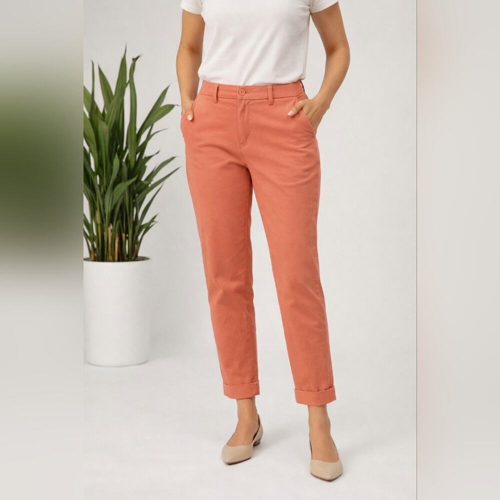 A New Day Peach Coral Stretch Cuffed Trousers Pants Size 10R NWT #1064